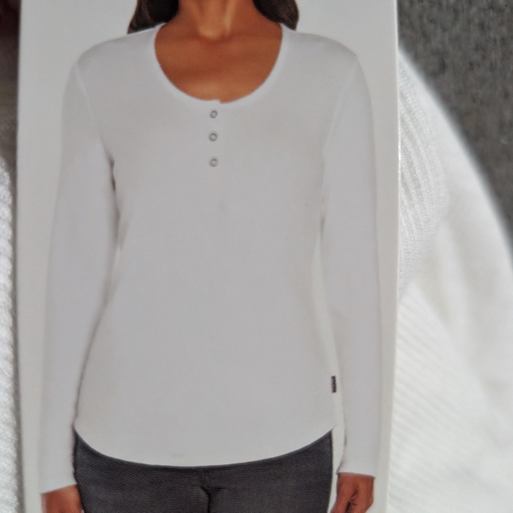Women's Eddie Bauer henley long sleeve shirt scoop neck size Large NWT
